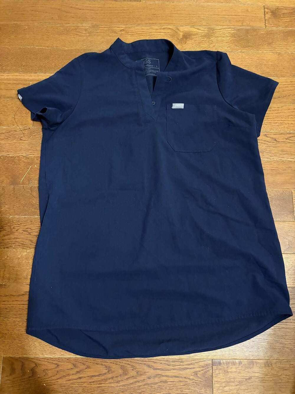 FIGS Technical Collection Scrub Top Size S Navy Blue Short Sleeve